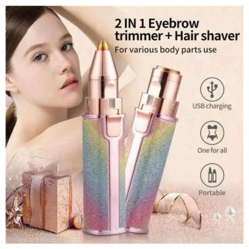 FlawlessGlow 2-in-1 LED Facial Hair Remover & Precision Eyebrow Trimmer