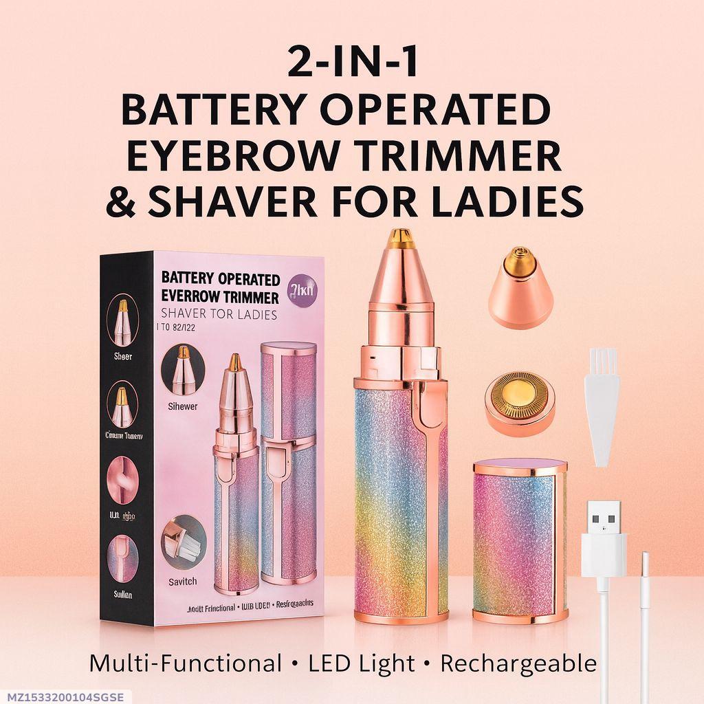 FlawlessGlow™ 2-in-1 LED Facial Hair Remover & Precision Eyebrow Trimmer
