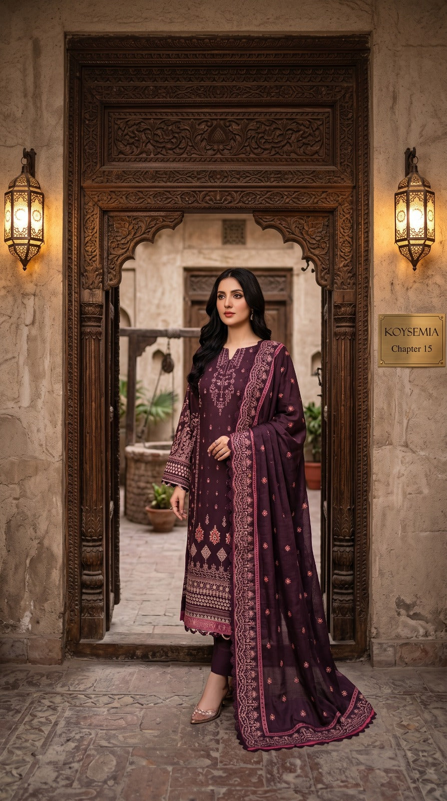 Kayseria Exclusive 3 Piece Lawn Suit – Printed Embroidery Shirt