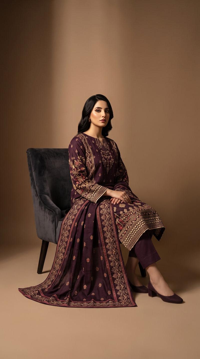 Kayseria Exclusive 3 Piece Lawn Suit – Printed Embroidery Shirt
