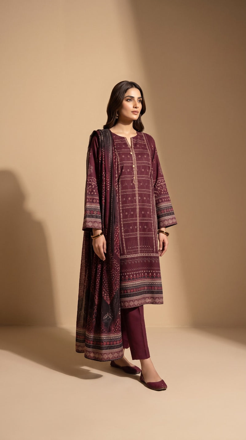 3 Piece Unstitched Printed Lawn Suit – Premium Summer Collection