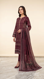 3 Piece Unstitched Printed Lawn Suit – Premium Summer Collection