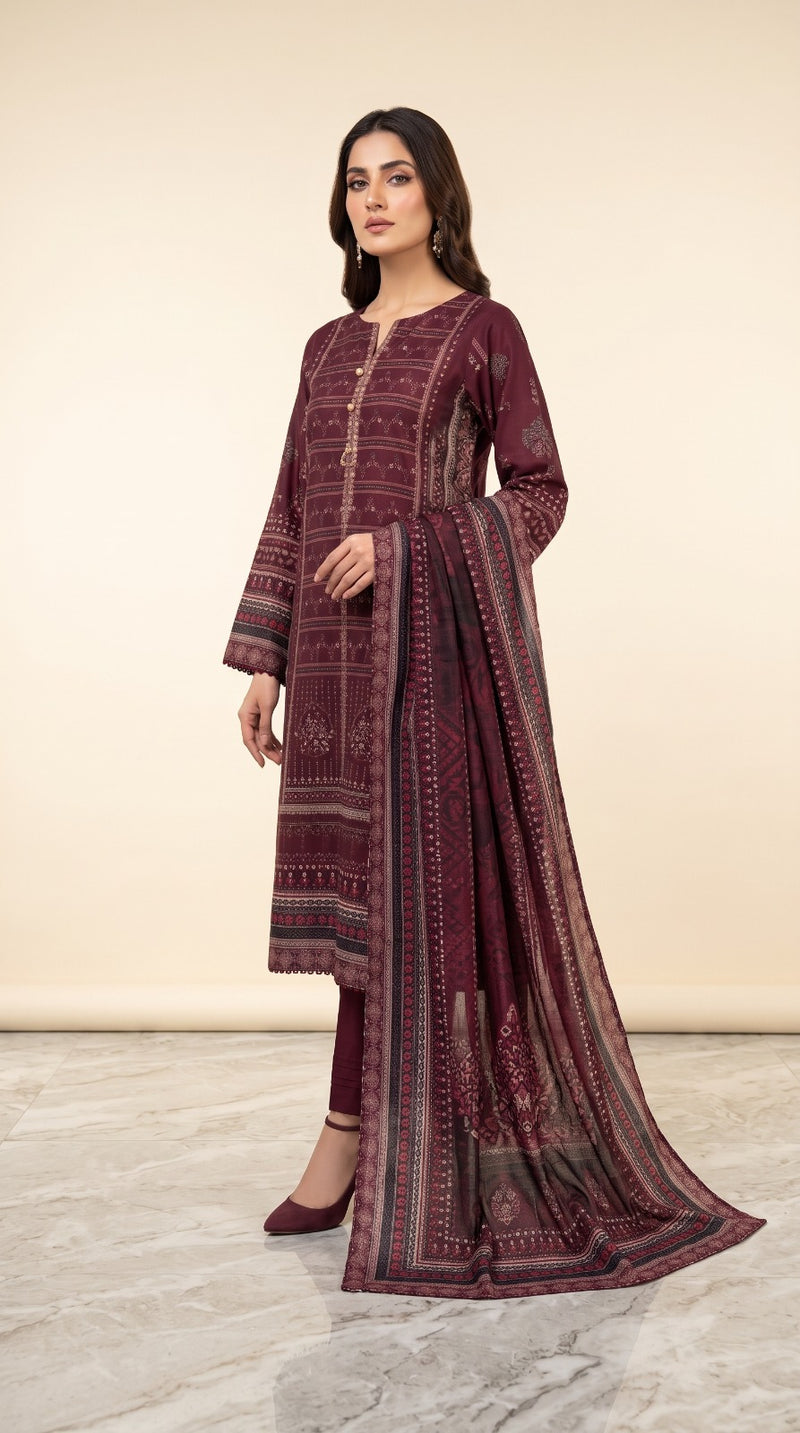 3 Piece Unstitched Printed Lawn Suit – Premium Summer Collection