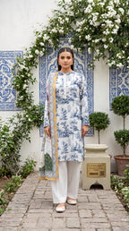 Limelight Women's 3 Piece Unstitched Lawn Suit – White Floral Print
