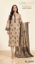 Limelight 3 Piece Unstitched Summer Suit – Printed Doriya Shirt, Printed Lawn Dupatta & Dyed Trouser