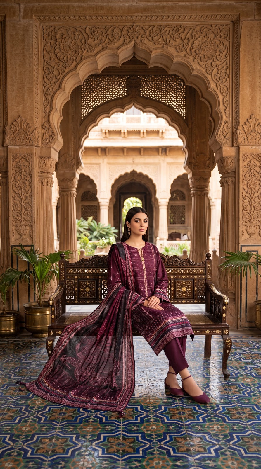 3 Piece Unstitched Printed Lawn Suit – Premium Summer Collection