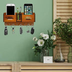 Wooden Wall Key Holder with Mobile Charging Stand