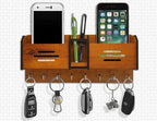 Wooden Wall Key Holder with Mobile Charging Stand